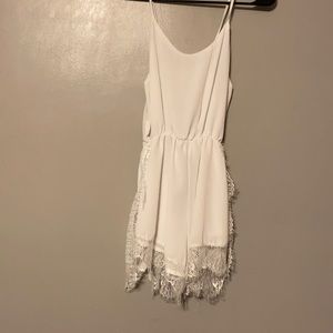 White Lace edged romper